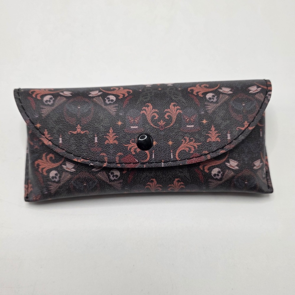 Gothic Damask Sunglasses Case Skull Candle Teacup Snap Pouch Dark Academia Goth